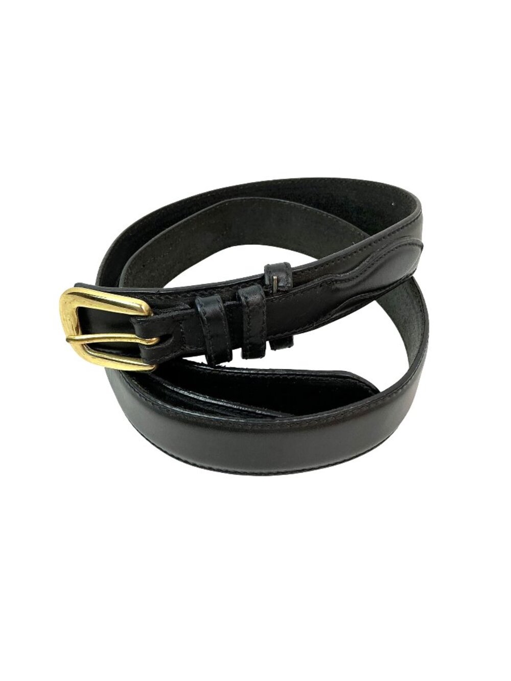 Lands End Western Leather 506 Belt Gold Buckle Mens 36 Black